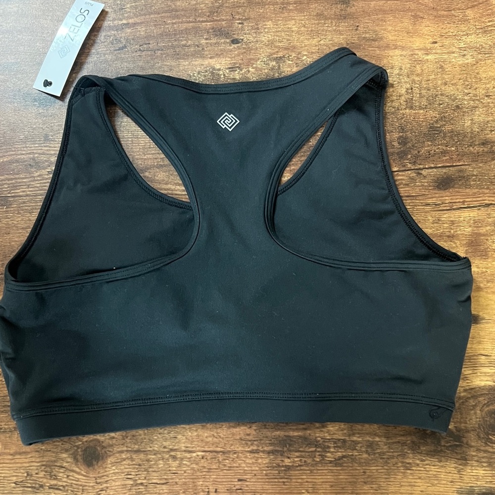 NWT-ZELOS Women's Classic Black Sports Bra. 1X - Picture 5 of 5
